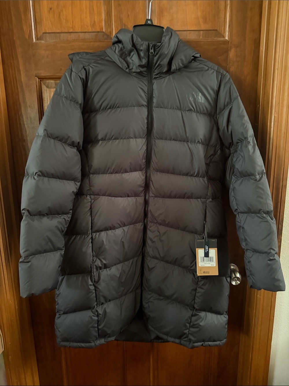 The North Face Black Quilted Long Puffer Coat with Hood